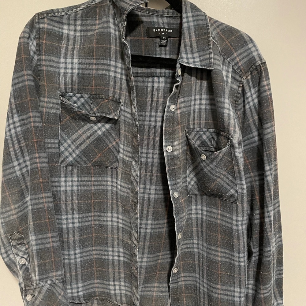 Oversized UO Blue and Grey Flannel